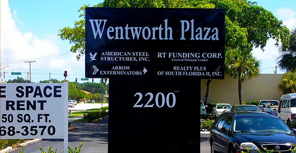 Plaza monument sign by Shark Signs LLC