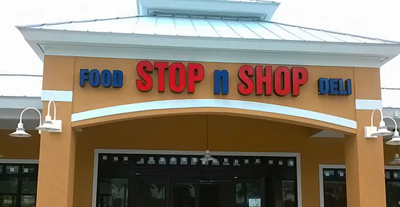 Stop Shop exterior sign by Shark Signs LLC